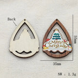 100pcs Wood Charm Coloured Draw Pendants Christmas Earring DIY Jewelry Findings