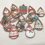 100pcs Wood Charm Coloured Draw Pendants Christmas Earring DIY Jewelry Findings
