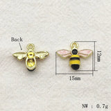 100pcs Zinc Alloy Enamel Pendants Bee Charm DIY Jewelry Findings