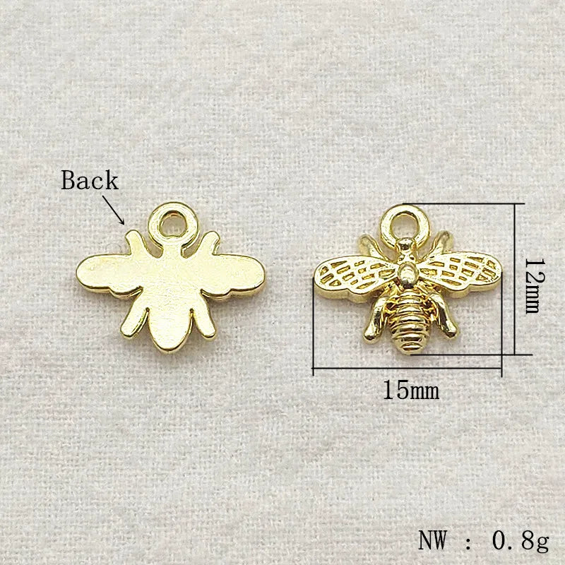 100pcs Zinc Alloy Enamel Pendants Bee Charm DIY Jewelry Findings