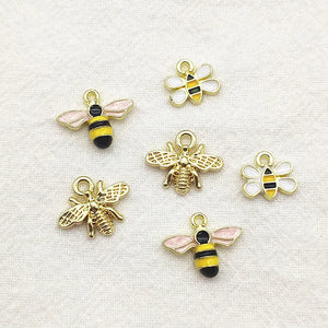 100pcs Zinc Alloy Enamel Pendants Bee Charm DIY Jewelry Findings