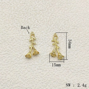 100pcs Zinc alloy Flower Charm Earring Parts DIY Jewelry Findings