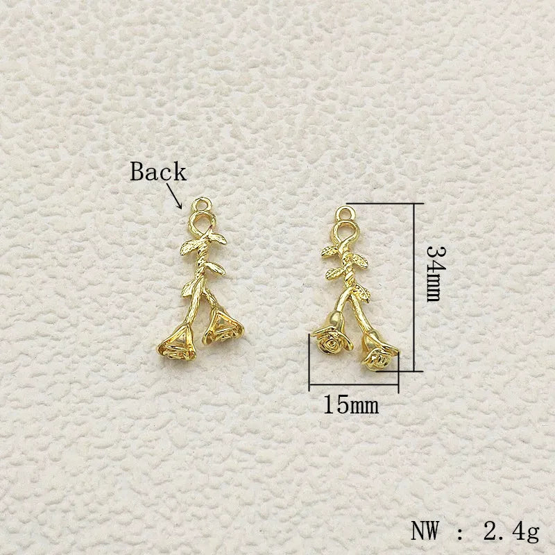 100pcs Zinc alloy Flower Charm Earring Parts DIY Jewelry Findings