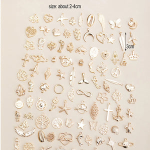100pcs Mixed Animal Plant Charms for DIY Jewelry Making Accessories