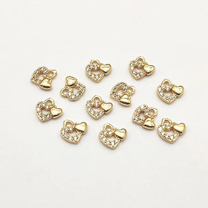 10mm Copper/CZ Heart Charm 100pcs DIY Jewelry Findings