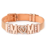 Arrival 10mm Love Heart MOM Charms Bracelets Set Stainless Steel Mesh Bracelet