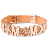 10mm Love Heart MOM Charms Bracelets Set - Stainless Steel Mesh Bracelet