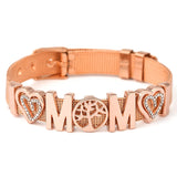 Arrival 10mm Love Heart MOM Charms Bracelets Set Stainless Steel Mesh Bracelet