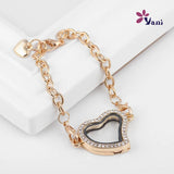 Floating Heart Locket Bracelet 10pcs/lot Openable Photo Magnet Glass