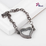 Floating Heart Locket Bracelet 10pcs/lot Openable Photo Magnet Glass