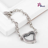 Floating Heart Locket Bracelet 10pcs/lot Openable Photo Magnet Glass