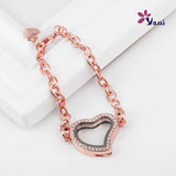 Floating Heart Locket Bracelet 10pcs/lot Openable Photo Magnet Glass