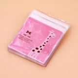 100pcs Pink & Green Giraffe Cartoon Cookies Bags Snack Biscuits Packing