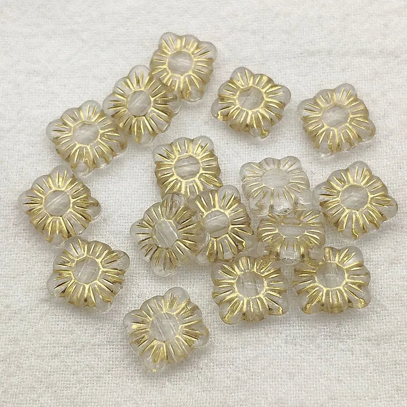Clear Bronzing Effect Flower Beads 1800pcs for DIY Jewelry - 10x11mm