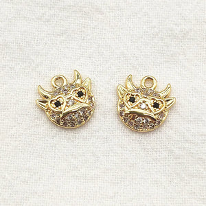 30pcs 18kgp Cubic Zirconia Charm for Necklace Earring DIY Parts Jewelry Findings