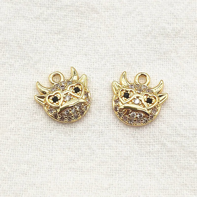30pcs 18kgp Cubic Zirconia Charm for Necklace Earring DIY Parts Jewelry Findings