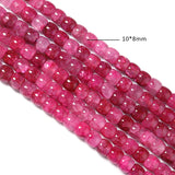 10x8mm Red Floral Glass Beads Round Loose Beads DIY Jewelry Making 15''