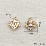 CZ Heart Charm 50pcs DIY Jewelry Findings 11x10mm