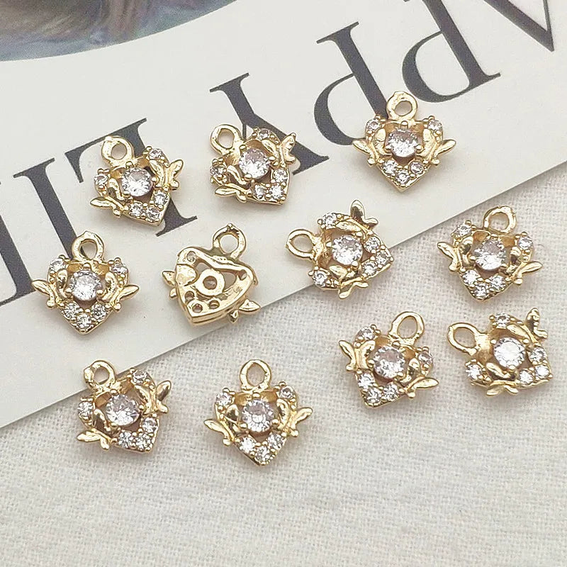 CZ Heart Charm 50pcs DIY Jewelry Findings 11x10mm