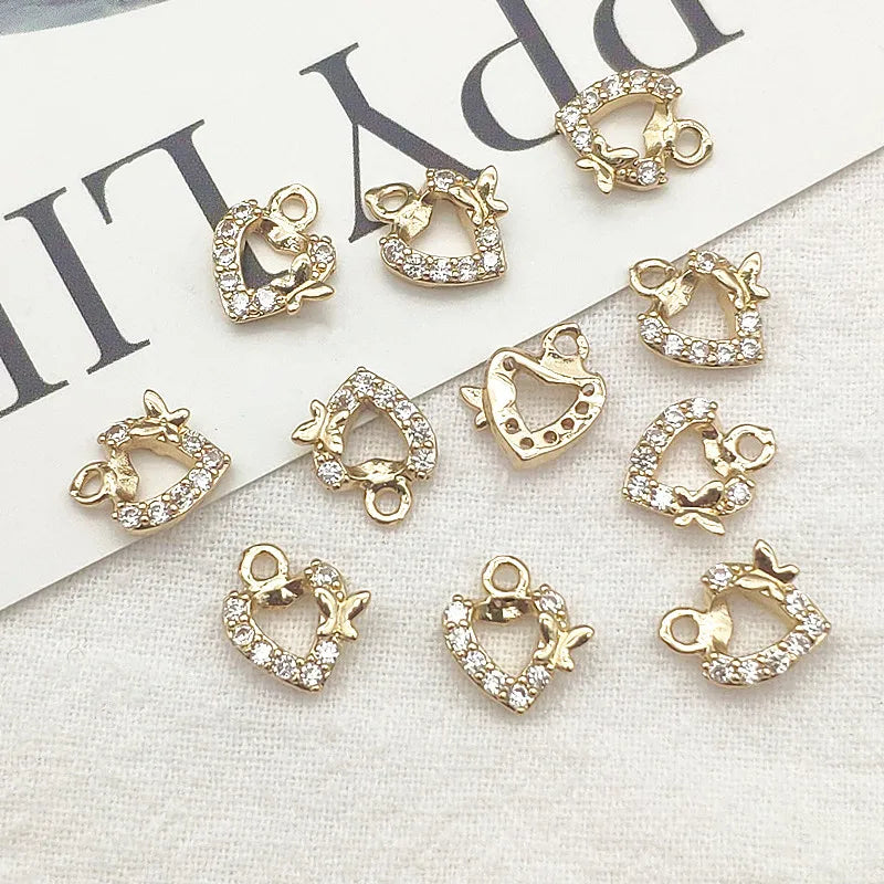 CZ Heart Charm 11x9mm 50pcs DIY Jewelry Findings