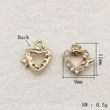 CZ Heart Charm 11x9mm 50pcs DIY Jewelry Findings