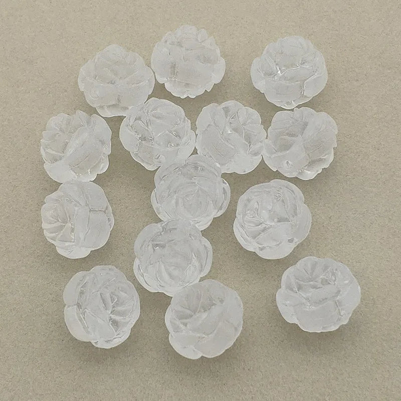 12/16/20mm Frosted Rose Beads Necklace Earrings DIY Parts