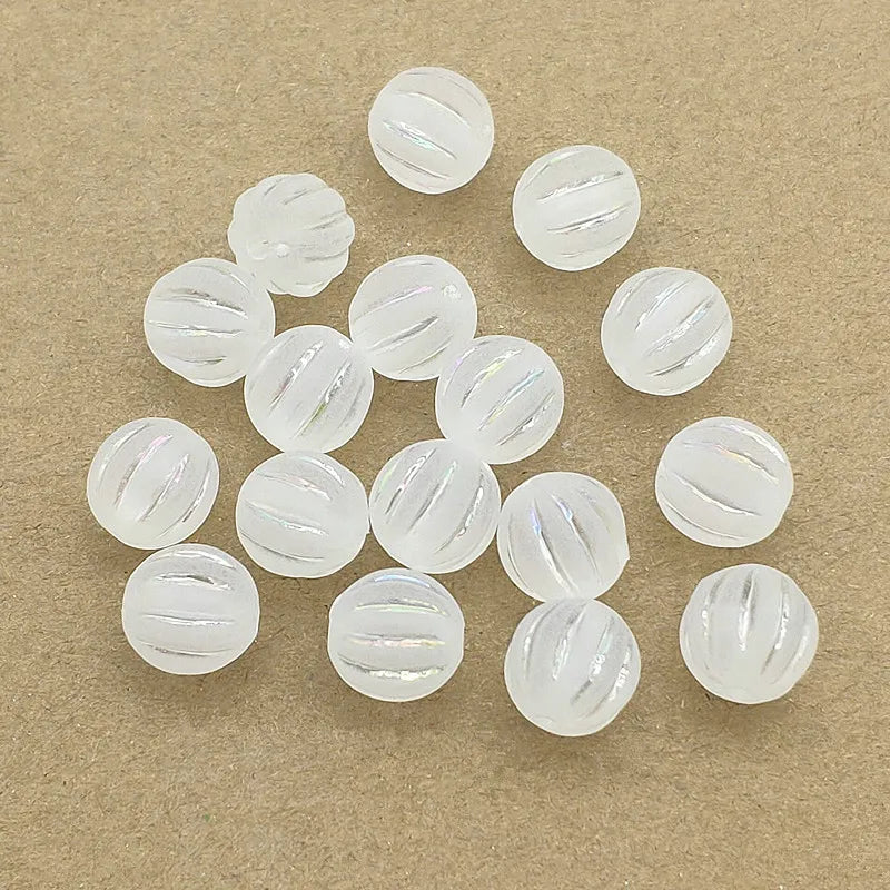 Acrylic Clear Frosted Round Stripe Beads 12mm 480pcs