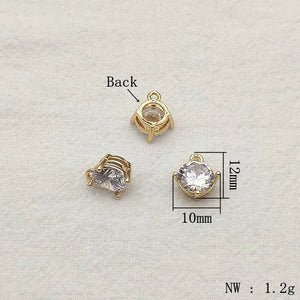 50pcs Cubic Zirconia/Copper Round Charm for Necklace/Earring DIY
