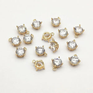 50pcs Cubic Zirconia/Copper Round Charm for Necklace/Earring DIY