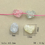 800pcs Clear Crack Heart Beads HandMade Jewelry Necklace DIY parts