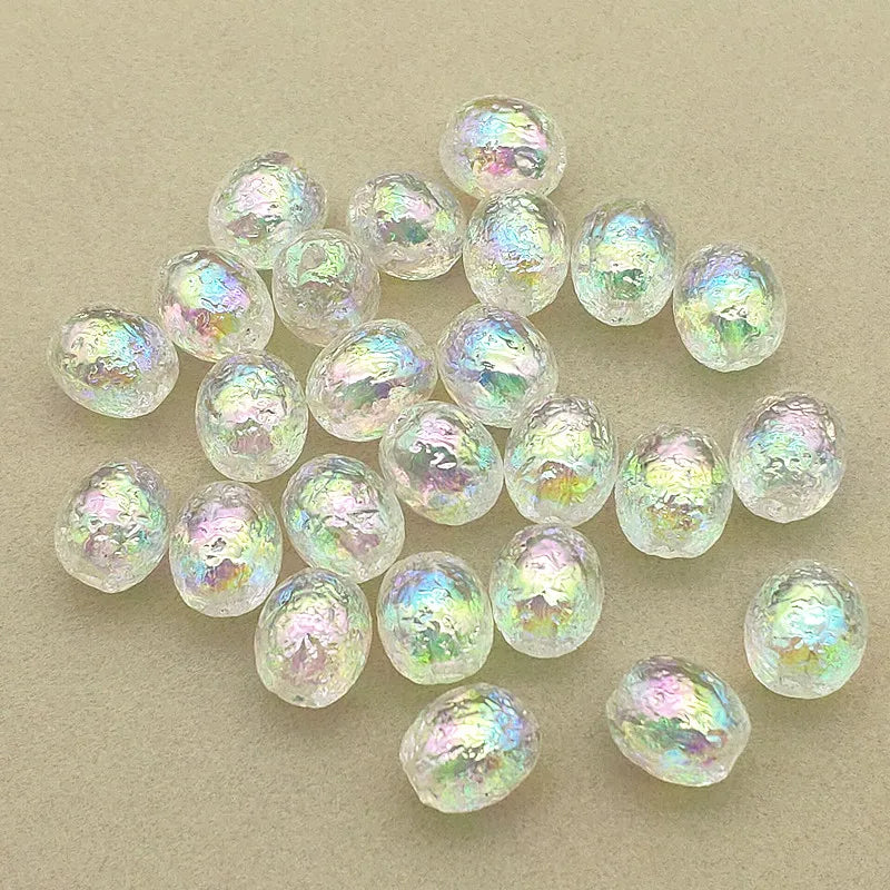 Clear UV Wrinkle Egg Shape Beads 12x11mm - 100pcs