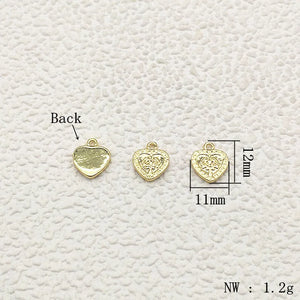 Arrival! 12x11mm 50pcs 18K Heart Charm for Earring DIY