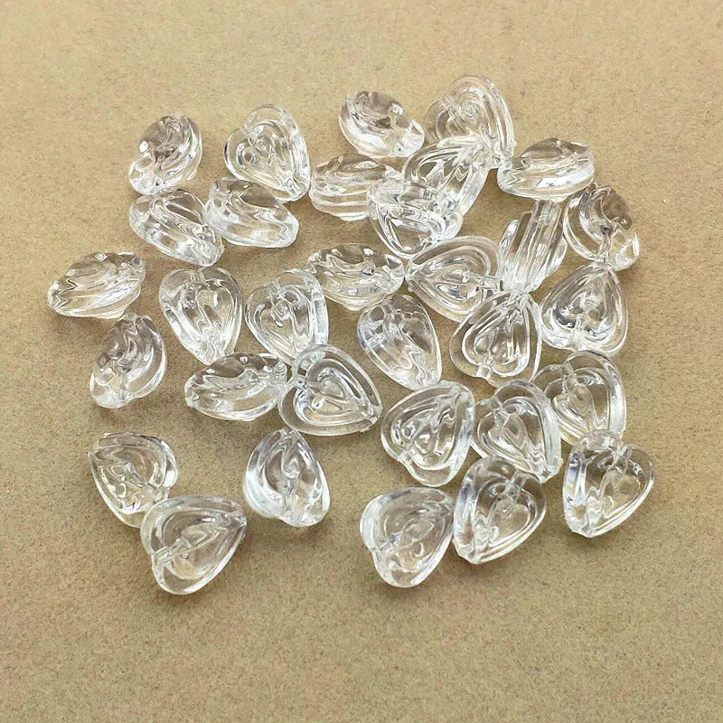 Clear Acrylic Heart Beads 12x11mm for DIY Jewelry