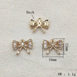 30pcs Cubic Zirconia Bows Copper Charm For DIY Jewelry, Findings