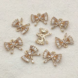 30pcs Cubic Zirconia Bows Copper Charm For DIY Jewelry, Findings