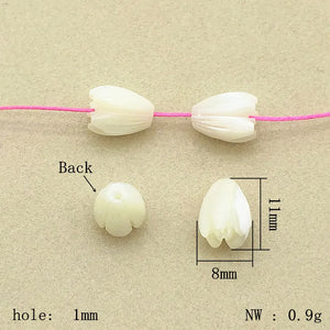 12x8mm 30pcs Shell Carving Tulip Flower Beads for Jewelry DIY