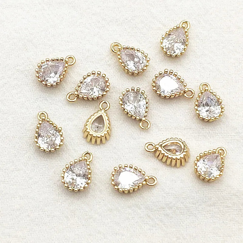 50pcs Cubic Zirconia/Crystal Drop Charm DIY Jewelry Findings