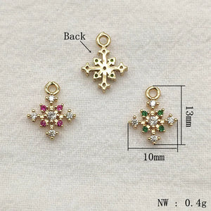 50pcs Cubic Zirconia Copper Charm For DIY Jewelry Making