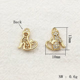 CZ Charm 13x10mm 30pcs 18kgp Copper for Jewelry DIY