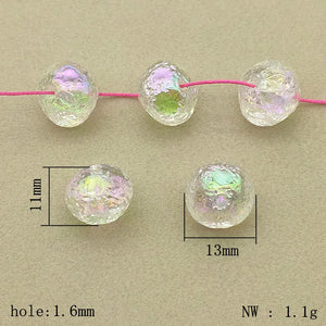 100pcs Clear UV Wrinkle Effect Round Beads For Necklace DIY Parts