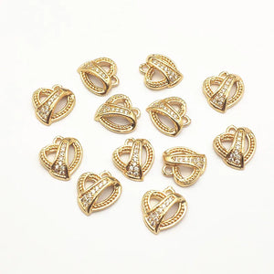 CZ Heart Charm for Jewelry Making, 50pcs DIY Necklace Earring Parts