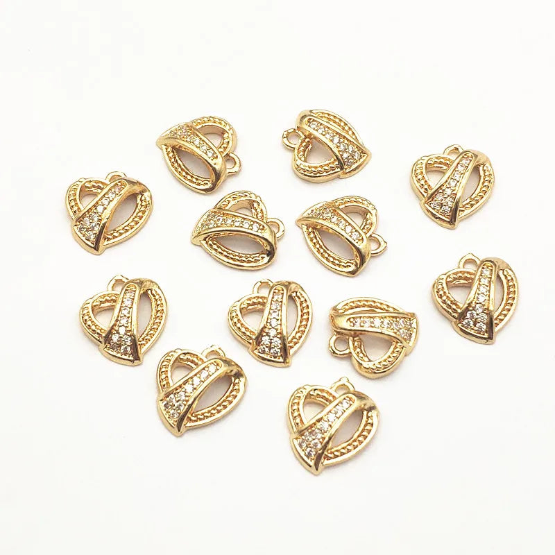 CZ Heart Charm for Jewelry Making, 50pcs DIY Necklace Earring Parts
