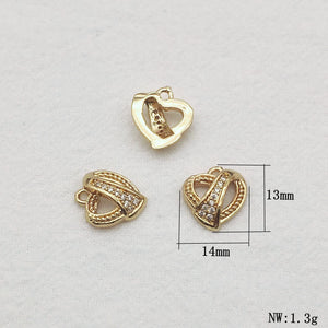 CZ Heart Charm for Jewelry Making, 50pcs DIY Necklace Earring Parts