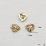 CZ Heart Charm for Jewelry Making, 50pcs DIY Necklace Earring Parts