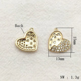 20pcs Plating CZ Heart Charm For Earring Parts DIY Jewelry
