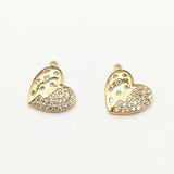 20pcs Plating CZ Heart Charm For Earring Parts DIY Jewelry