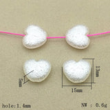 800pcs Wrinkle Pearls Heart Beads For DIY Jewelry, 13x15mm