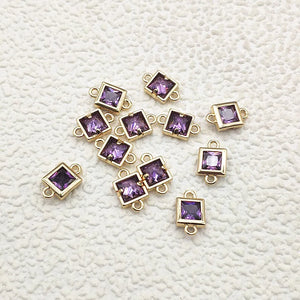 Arrival! 13x8mm 50pcs CZ Square Charm Necklace/Earrings DIY Parts
