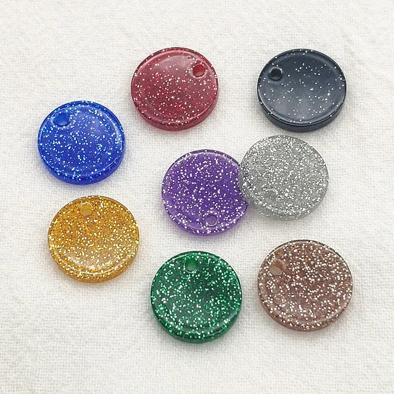 Acrylic Coin-Shape Glitter Charm 100pcs/Lot Jewelry DIY Making