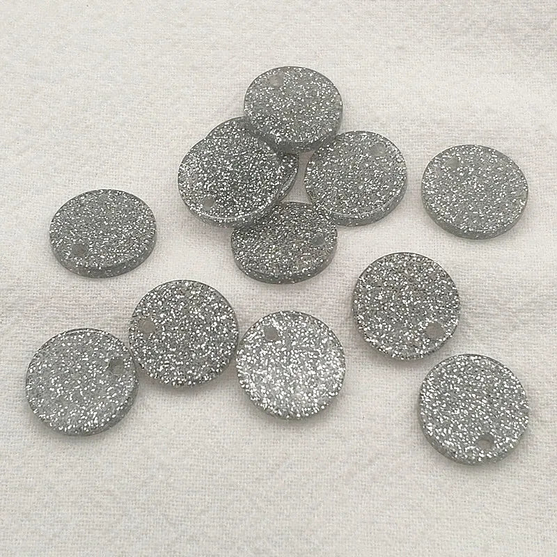 Acrylic Coin-Shape Glitter Charm 100pcs/Lot Jewelry DIY Making